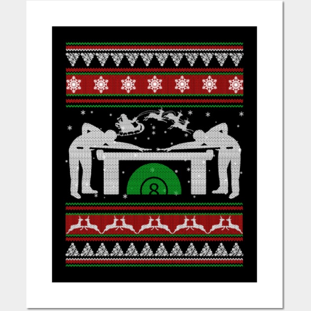 Billiards Ugly Christmas Sweater Gift For Sports Lover Wall Art by uglygiftideas